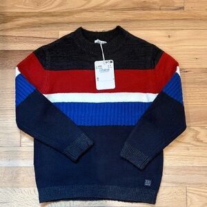 NWT Kids Striped Sweater - Red, Blue, and Dark Grey